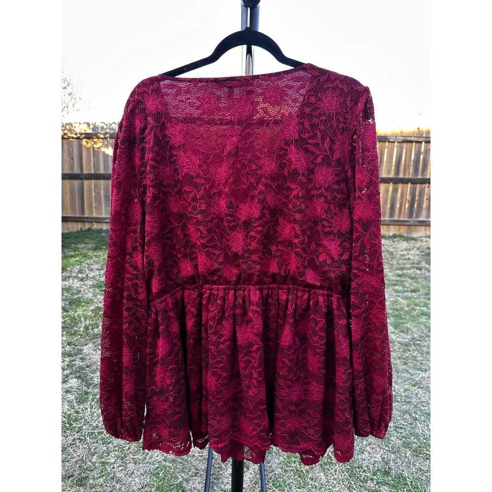 Maurices Lace Long Sleeve Blouse Size 2 - Picture 2 of 4
